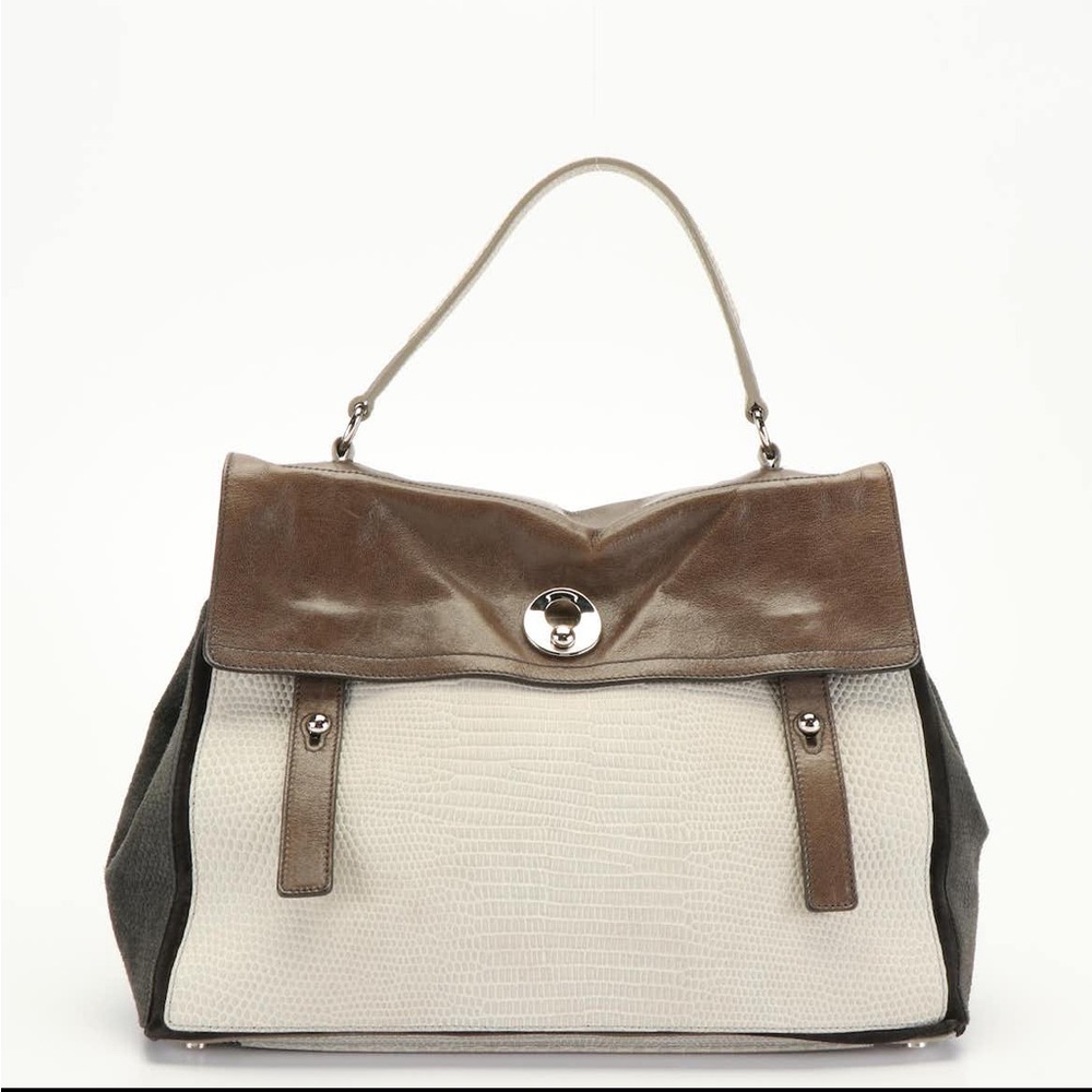 Yves Saint Laurent Muse Handbag in Lizard Embossed Leather and Suede